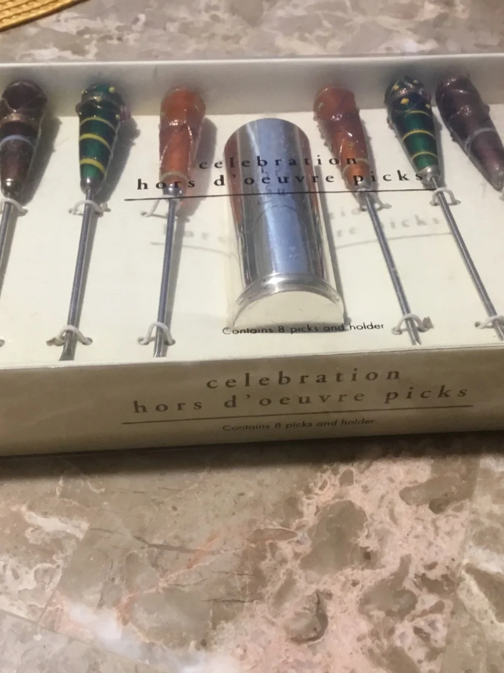 Pier 1 Imports 8 Multi-color picks and Holder (Appetizers)